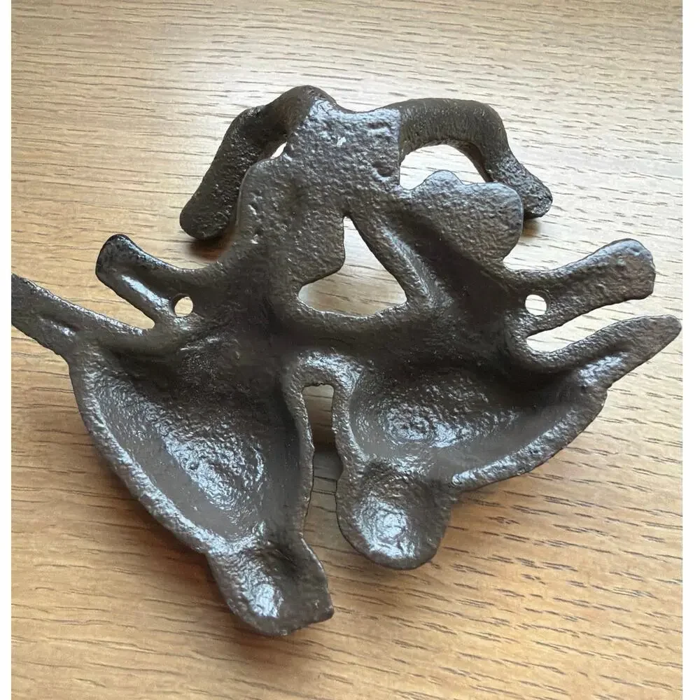Rustic iron vintage coat hook retro PAIR OF BIRDS woodland cast iron